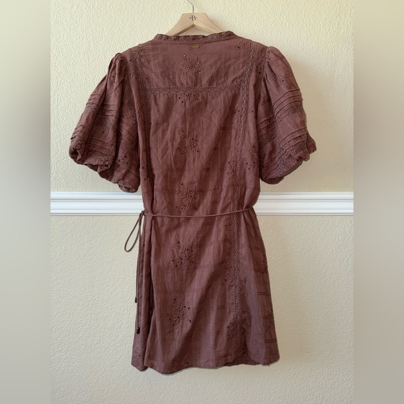 Saint Helena Rose Mini Dress Rose Clay Brown Eyelet 100% Cotton Size Small - Picture 4 of 13